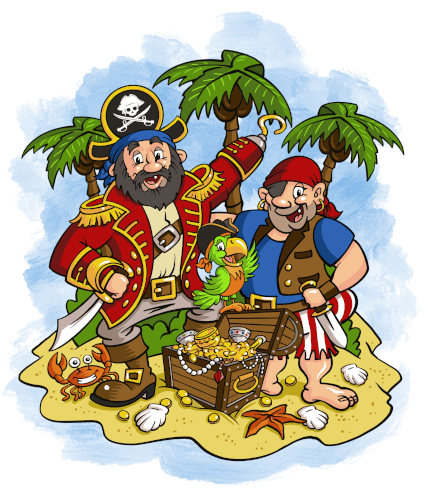 Grupo de piratas de escape room ao ar livre
