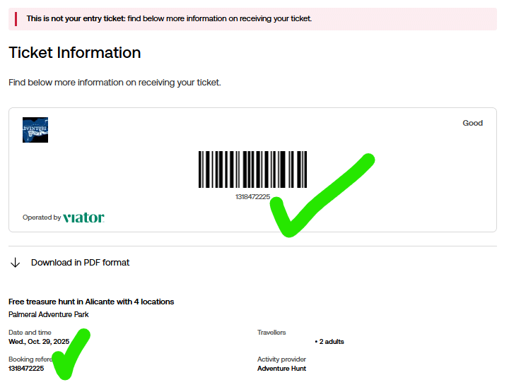 Ticket bij boeking